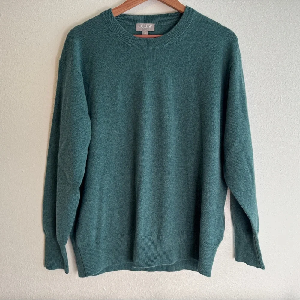 NWOT J. Crew Cashmere relaxed crewneck sweater Size S Deep Sea Multi Heather